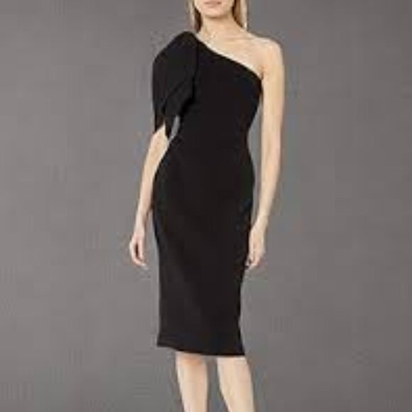 12 - NWOT DRESS THE POPULATION TIFFANY ONE-SHOULDER MIDI DRESS - Picture 3 of 6